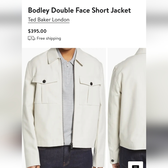 NWOT Ted Baker London Double Face Short Ivory Jacket. Size Large.